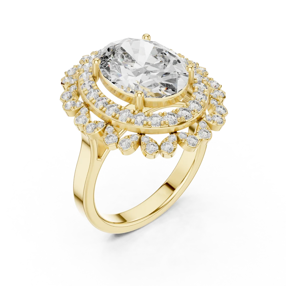Adorn your hand with the breathtaking radiance of this oval halo solitaire ring. Expertly crafted for timeless elegance. Shop the collection today.