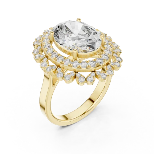 Ethereal Oval Luminary Halo Solitaire Cocktail Ring