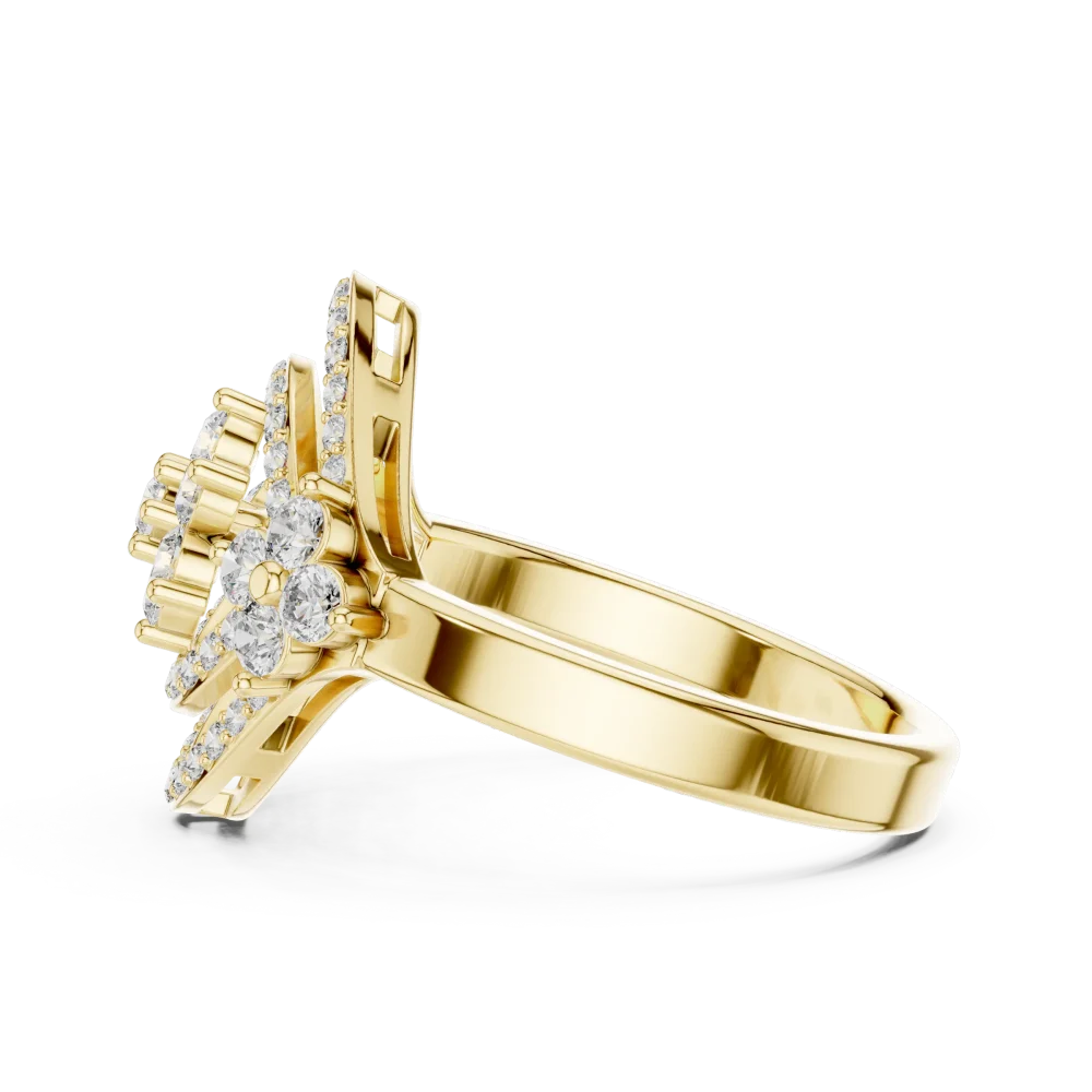 Luminary Round Brilliant Geometric Statement Cocktail Ring - Image 4