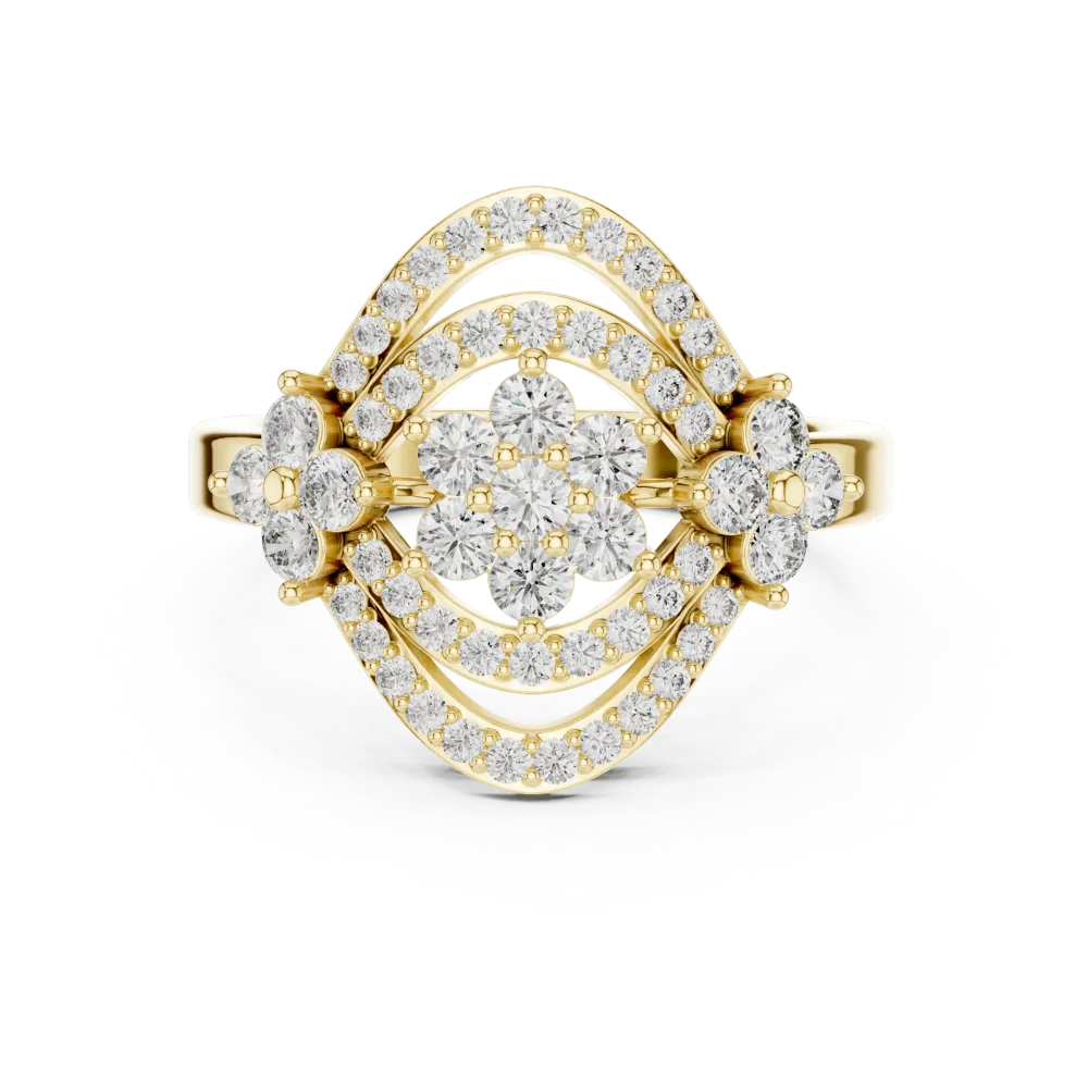 Luminary Round Brilliant Geometric Statement Cocktail Ring - Image 2