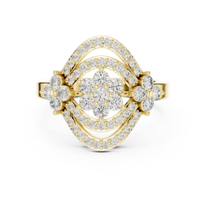 Luminary Round Brilliant Geometric Statement Cocktail Ring - Image 2