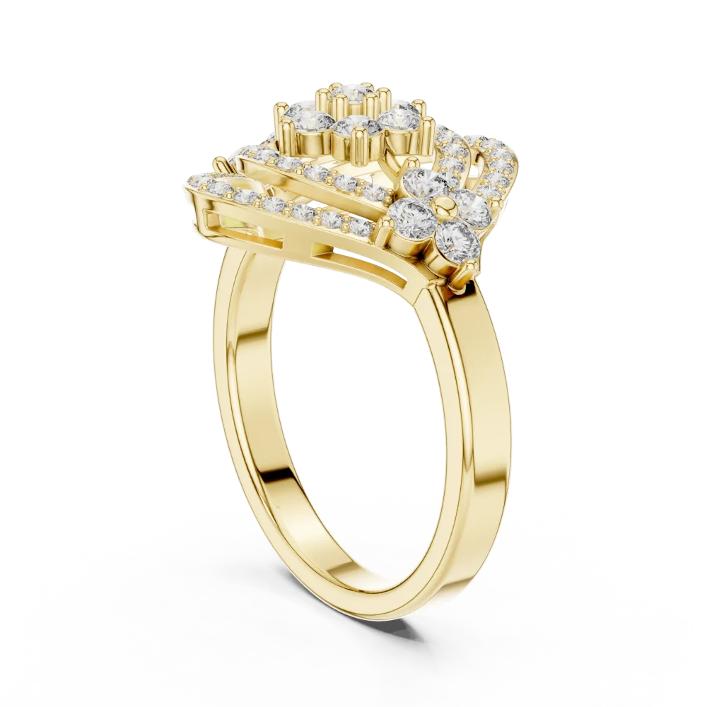 Luminary Round Brilliant Geometric Statement Cocktail Ring - Image 3