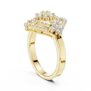 Luminary Round Brilliant Geometric Statement Cocktail Ring - Image 3