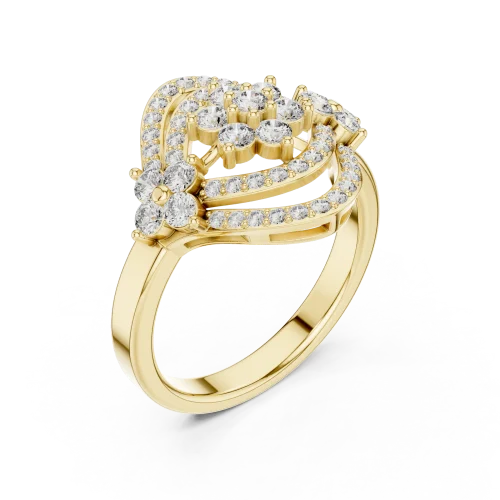 Luminary Round Brilliant Geometric Statement Cocktail Ring