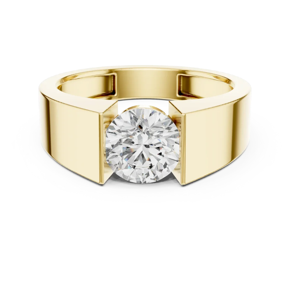 Architectural Round Brilliant Cut Solitaire Statement Ring - Image 2
