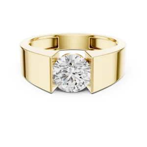 Architectural Round Brilliant Cut Solitaire Statement Ring - Image 2