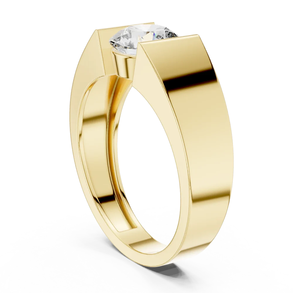 Architectural Round Brilliant Cut Solitaire Statement Ring - Image 3