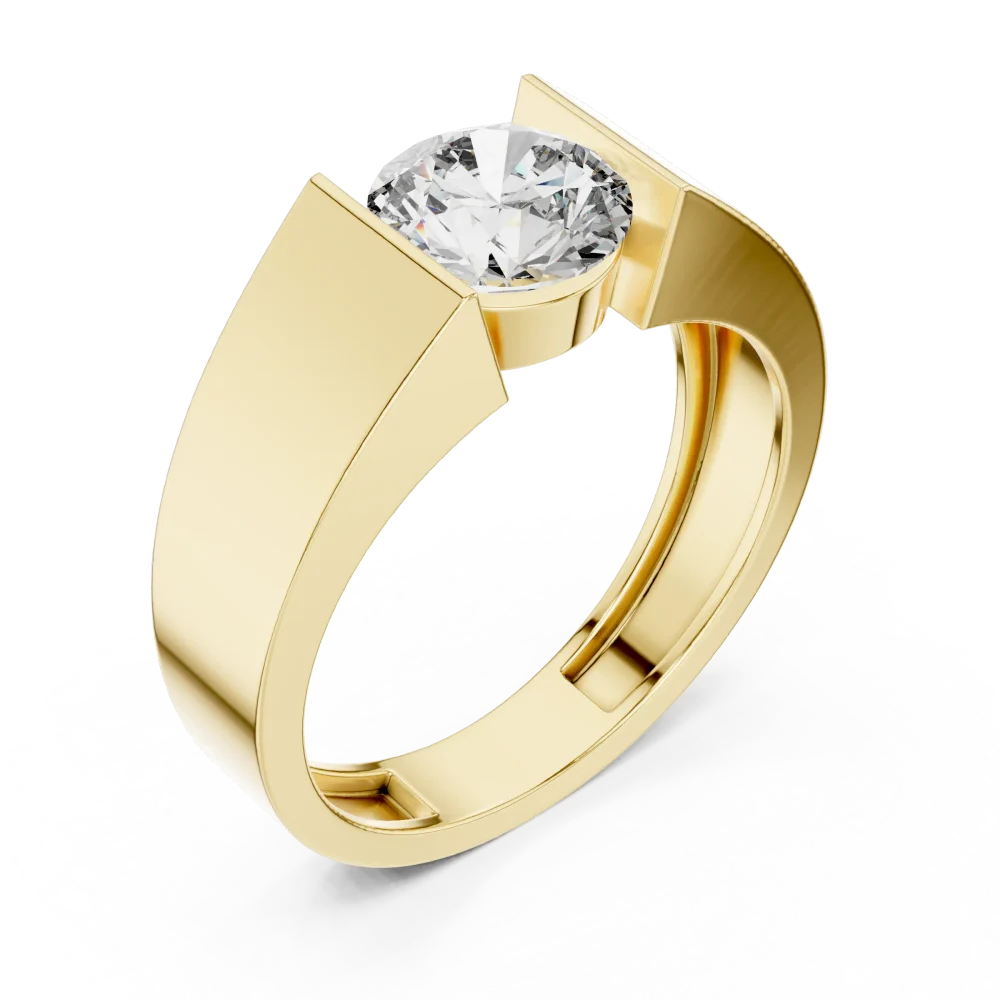 Discover the bold elegance of this architectural round solitaire ring. Expertly crafted for a modern look, it offers brilliant light and luxury. Shop now!
