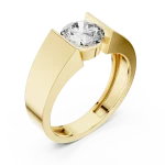 Architectural Round Brilliant Cut Solitaire Statement Ring