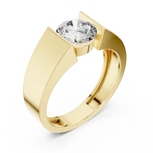 Architectural Round Brilliant Cut Solitaire Statement Ring