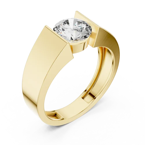 Architectural Round Brilliant Cut Solitaire Statement Ring