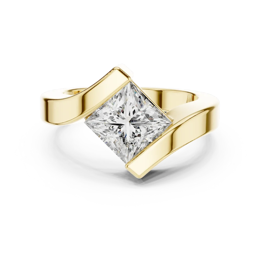 Symmetry Princess Cut Architectural Bezel Solitaire Ring - Image 2