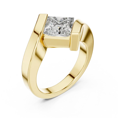 Symmetry Princess Cut Architectural Bezel Solitaire Ring
