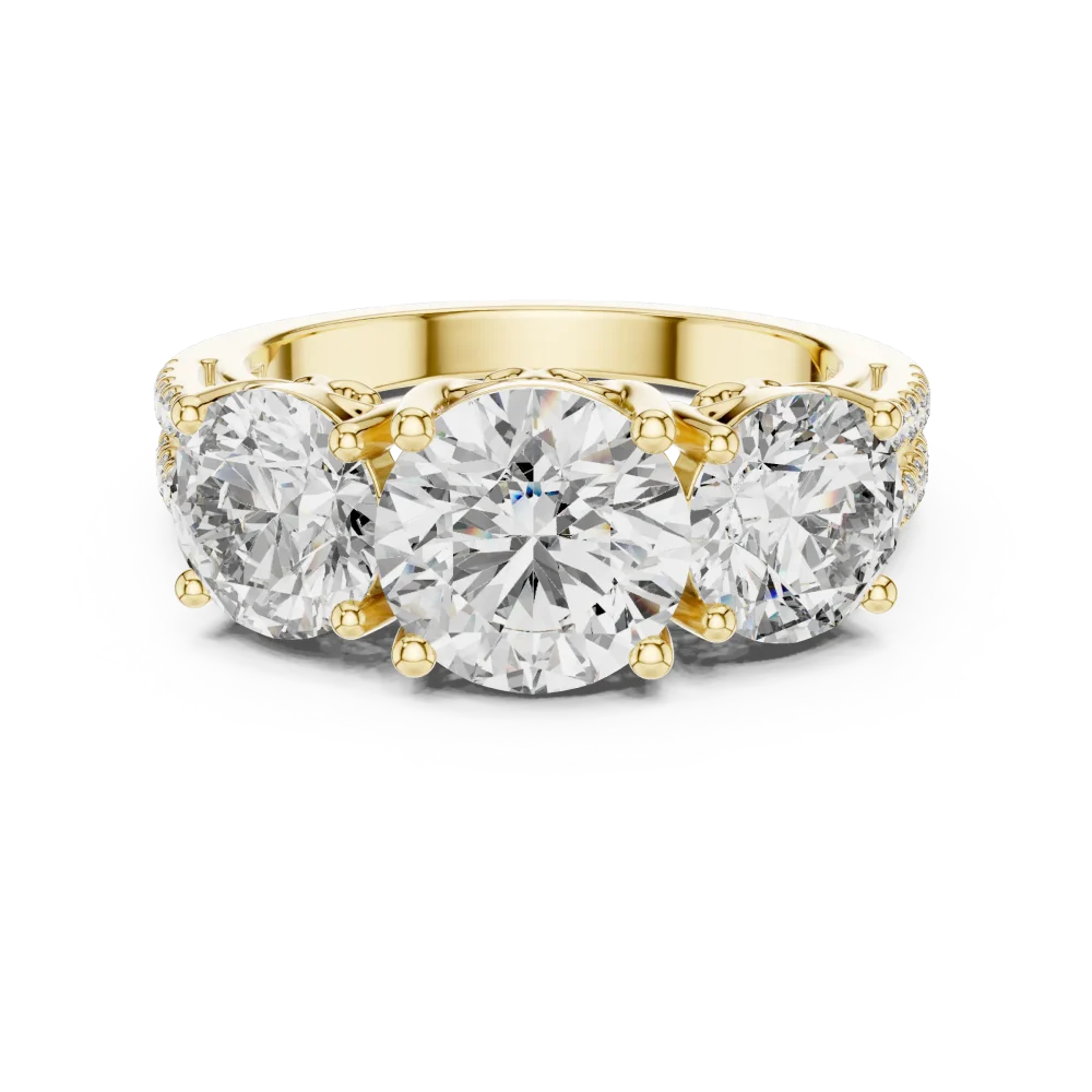 Luminary Round Brilliant Three-Stone Statement Ring - Image 2
