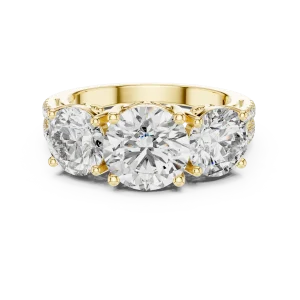 Luminary Round Brilliant Three-Stone Statement Ring - Image 2