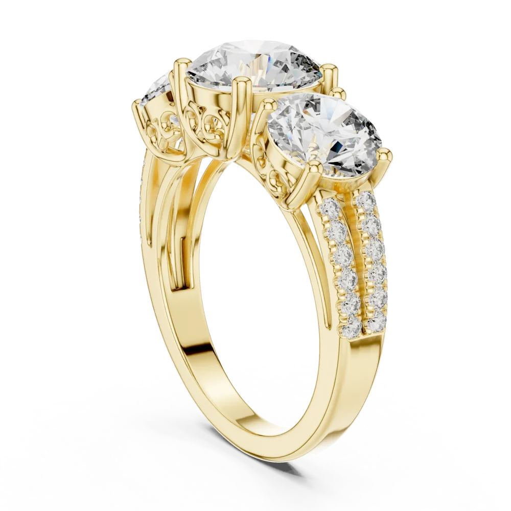 Luminary Round Brilliant Three-Stone Statement Ring - Image 3