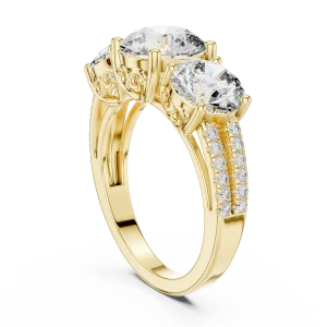 Luminary Round Brilliant Three-Stone Statement Ring - Image 3