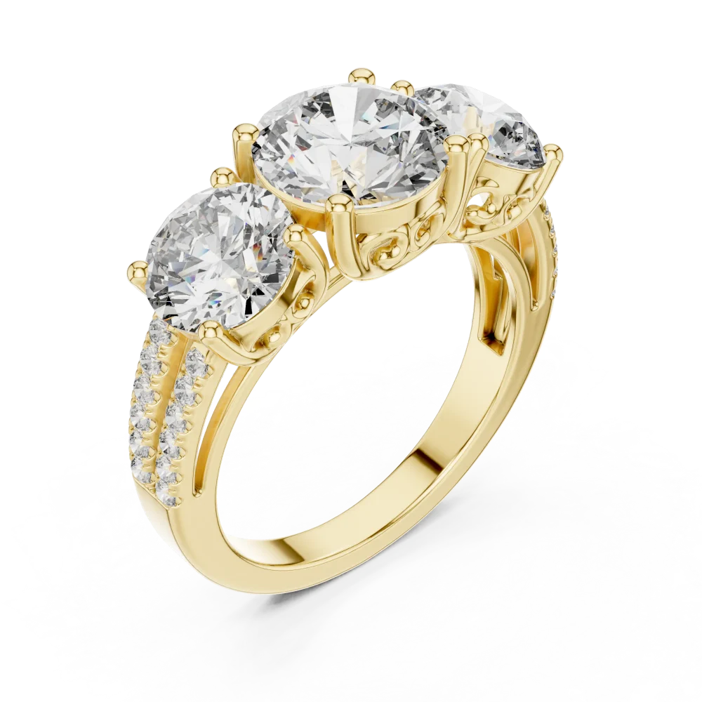 Embrace brilliance with our three-stone lab-grown diamond ring. Featuring exquisite DIAMEUR diamonds, it is the perfect blend of modern luxury. Shop now.