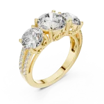 Luminary Round Brilliant Three-Stone Statement Ring