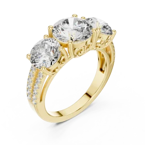 Luminary Round Brilliant Three-Stone Statement Ring