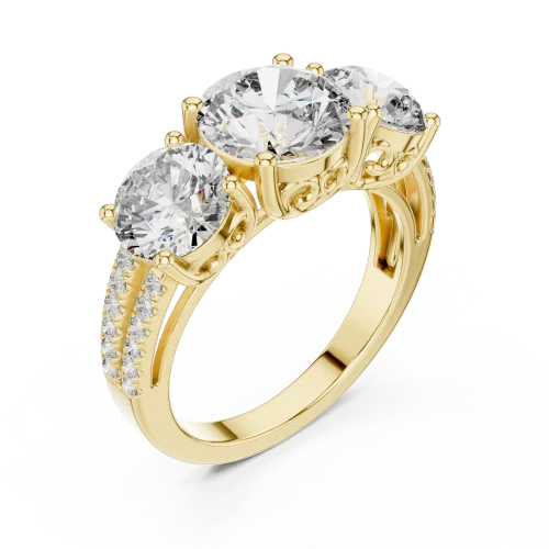 Luminary Round Brilliant Three-Stone Statement Ring