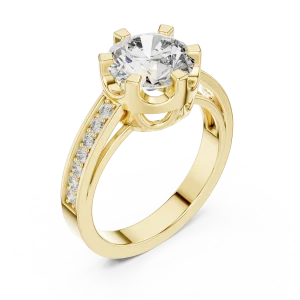 Luminary Round Brilliant Pavé-Set Solitaire Ring