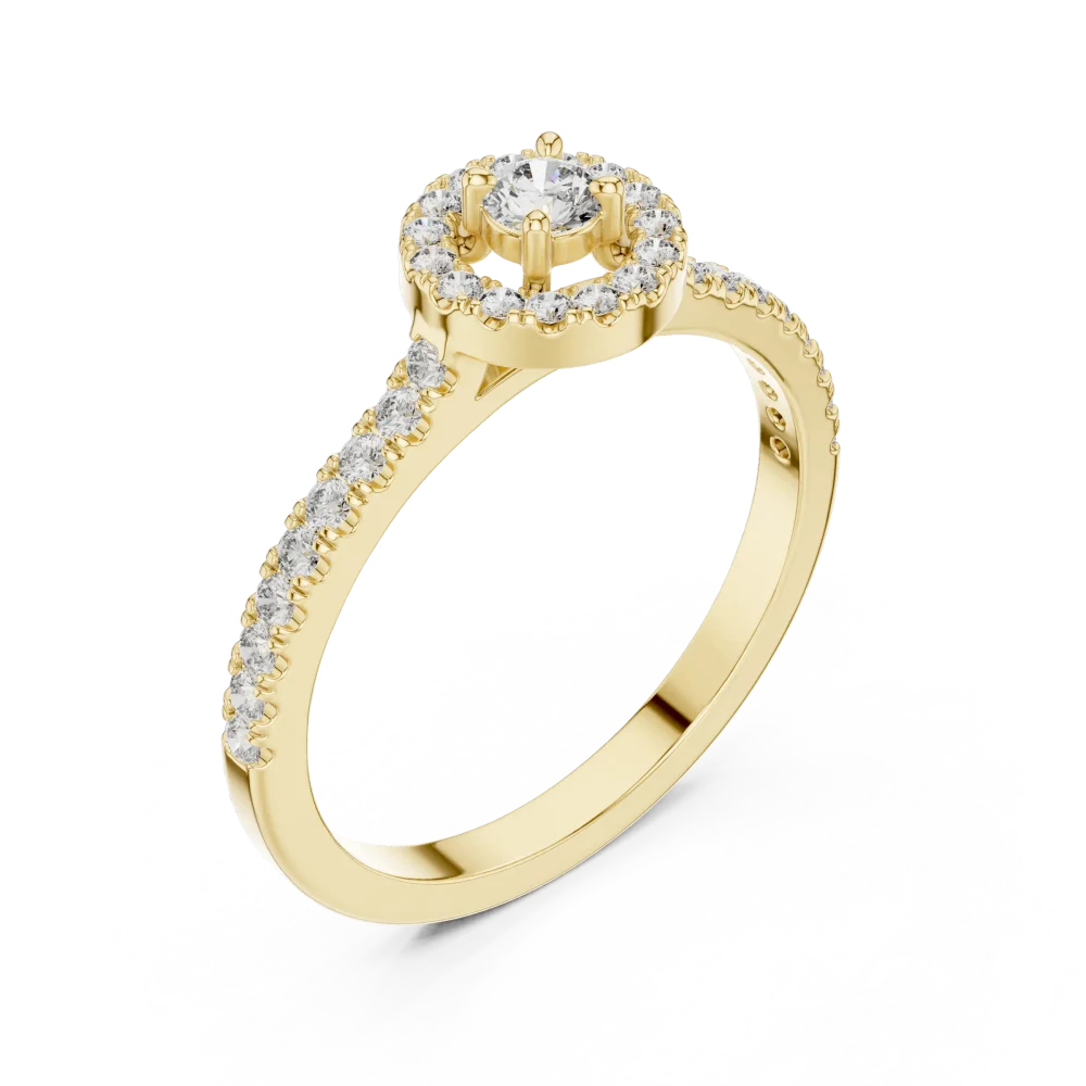 Experience brilliant-cut perfection with this halo solitaire ring. Featuring DIAMEUR lab-grown diamonds, it is the ultimate symbol of elegance.