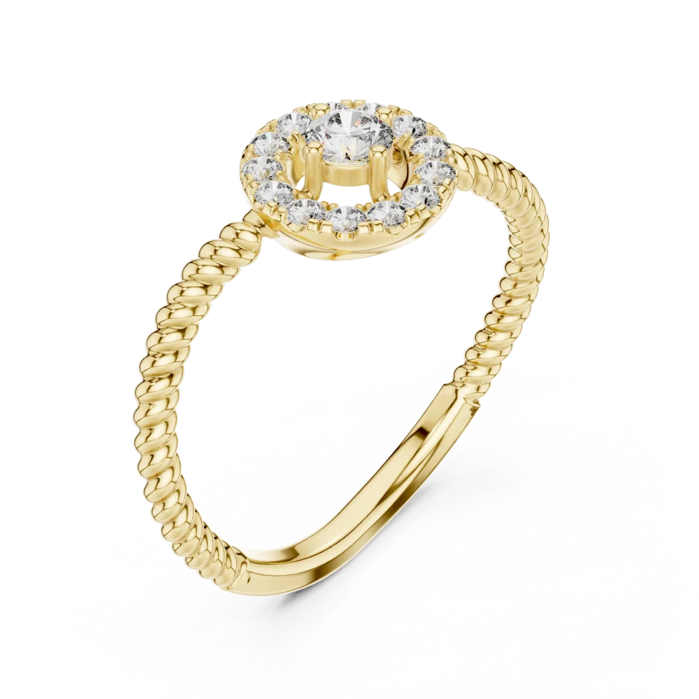 Discover the radiant beauty of our halo solitaire ring, featuring brilliant DIAMEUR diamonds. An elegant modern classic, shop this design today.