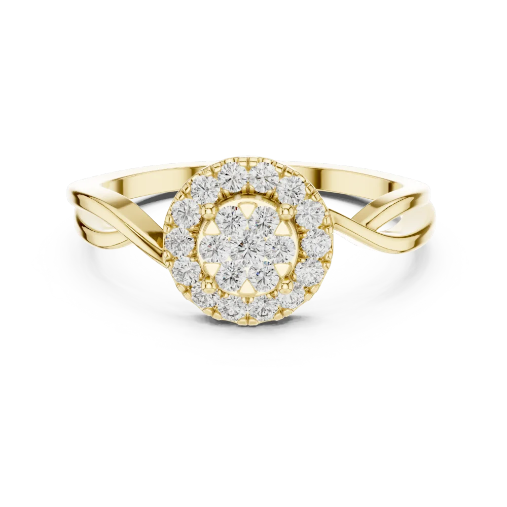 Luminary Round Brilliant Halo Pavé-Set Cocktail Ring - Image 2