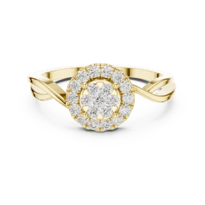 Luminary Round Brilliant Halo Pavé-Set Cocktail Ring - Image 2