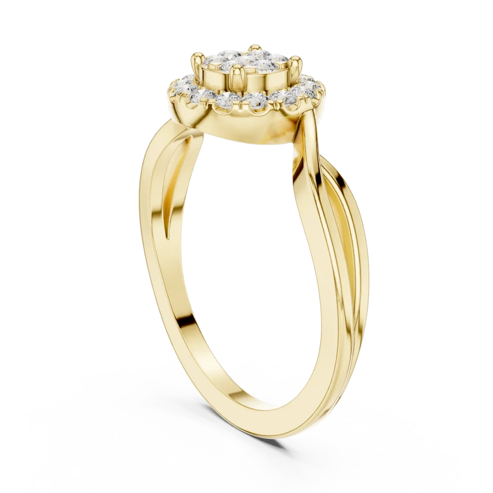 Luminary Round Brilliant Halo Pavé-Set Cocktail Ring - Image 3