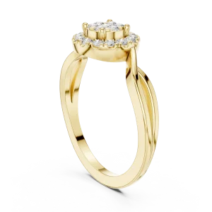 Luminary Round Brilliant Halo Pavé-Set Cocktail Ring - Image 3