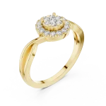 Luminary Round Brilliant Halo Pavé-Set Cocktail Ring