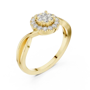 Luminary Round Brilliant Halo Pavé-Set Cocktail Ring