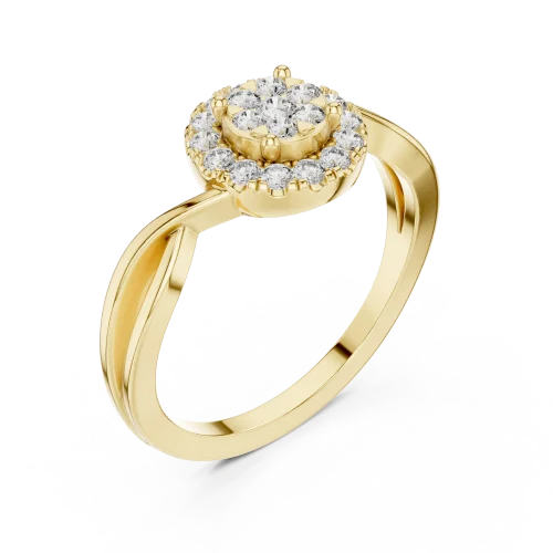 Luminary Round Brilliant Halo Pavé-Set Cocktail Ring