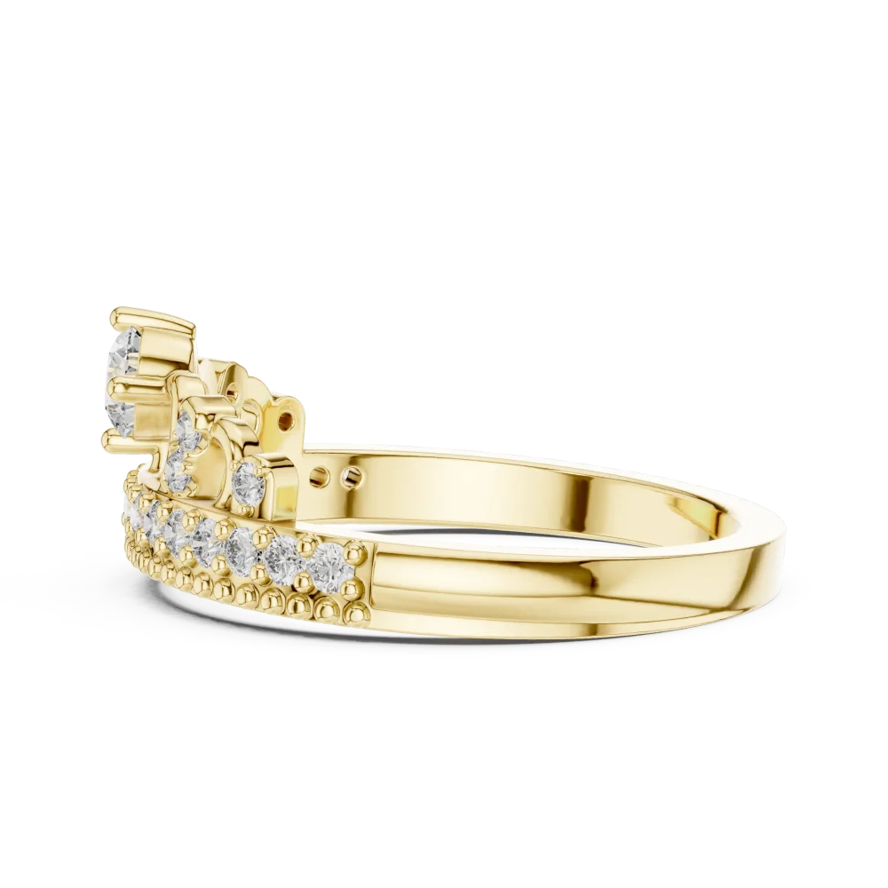 Luminary Round Brilliant Pavé-Set Crown Solitaire Ring - Image 4