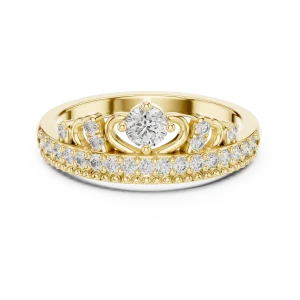 Luminary Round Brilliant Pavé-Set Crown Solitaire Ring - Image 2