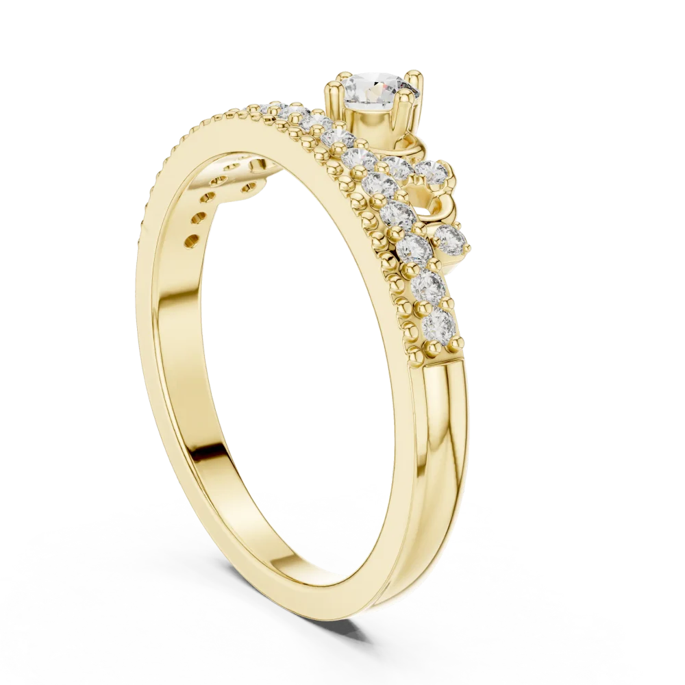 Luminary Round Brilliant Pavé-Set Crown Solitaire Ring - Image 3