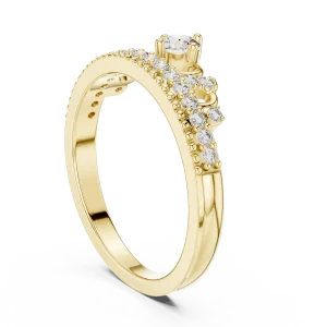 Luminary Round Brilliant Pavé-Set Crown Solitaire Ring - Image 3