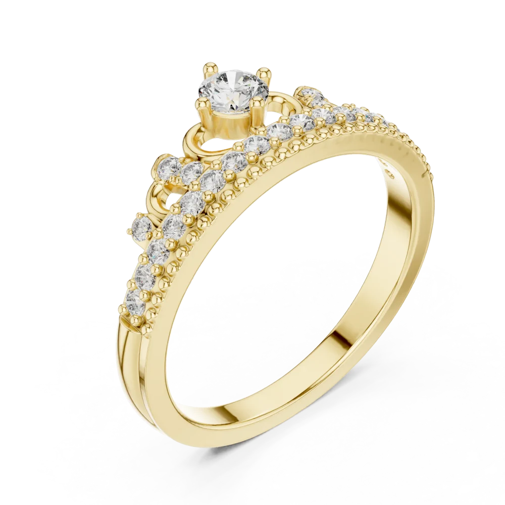 Experience the regal elegance of our round brilliant pavé-set crown solitaire ring. Handcrafted with shimmering lab-grown stones. Shop the luxury.