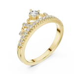 Luminary Round Brilliant Pavé-Set Crown Solitaire Ring