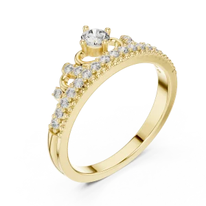 Luminary Round Brilliant Pavé-Set Crown Solitaire Ring