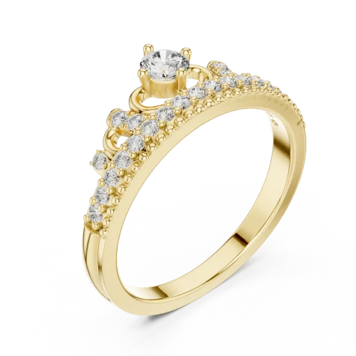 Luminary Round Brilliant Pavé-Set Crown Solitaire Ring