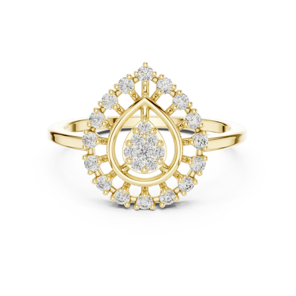 Ethereal Pear Silhouette Pavé-Set Statement Ring - Image 2