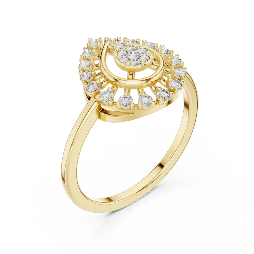 Discover the radiant beauty of this pear-inspired statement ring, featuring brilliant DIAMEUR diamonds. Elevate your style with sustainable luxury.