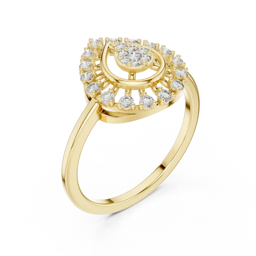 Ethereal Pear Silhouette Pavé-Set Statement Ring
