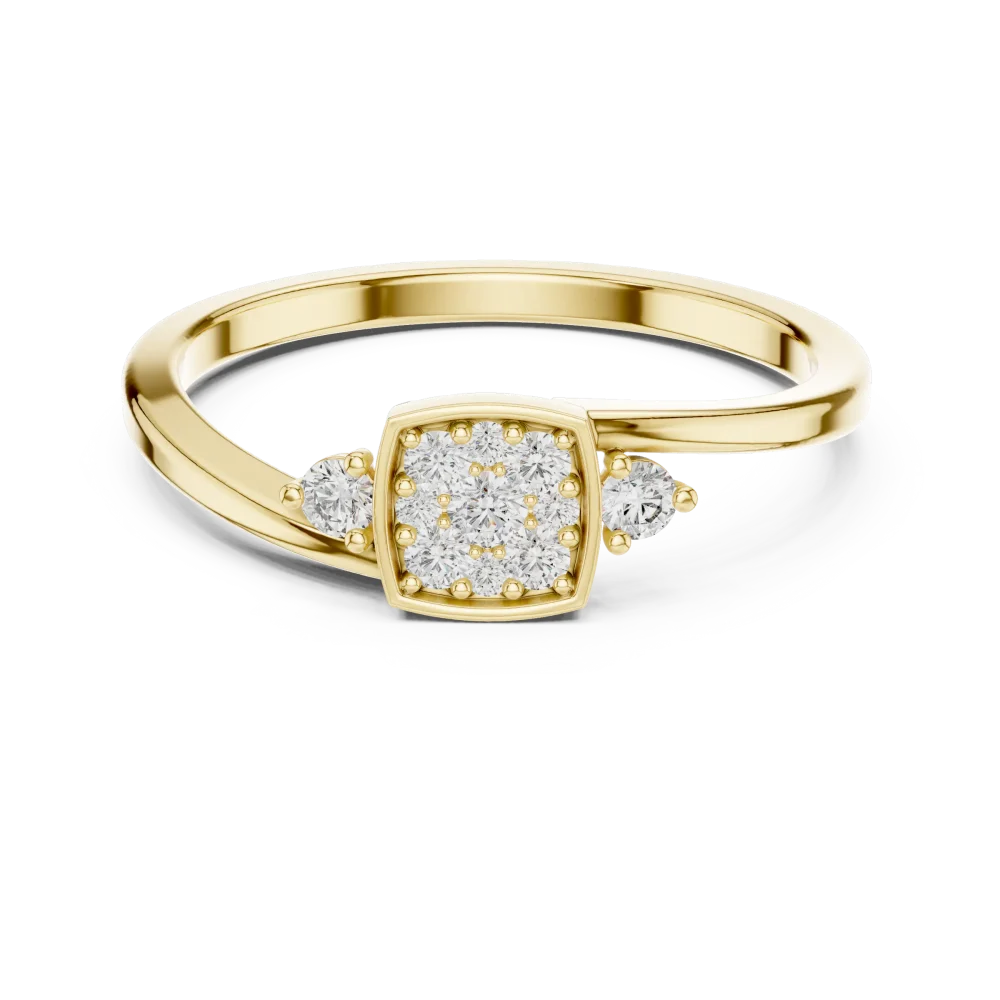 Geometric Cluster Round Diamond Modern Architectural Ring - Image 2