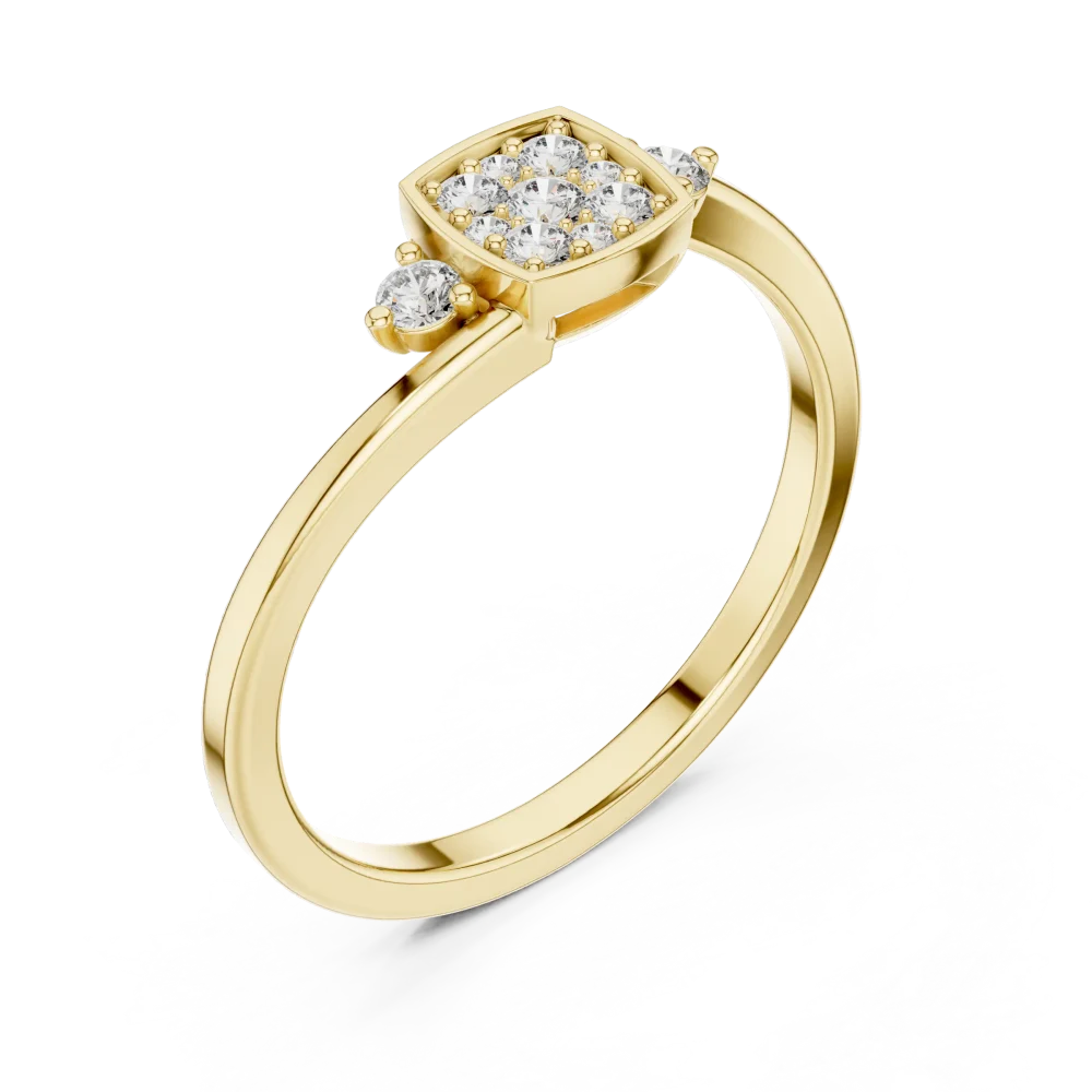 Experience modern sophistication with this geometric cluster ring, featuring radiant DIAMEUR lab-grown diamonds. Shop this sustainable luxury.
