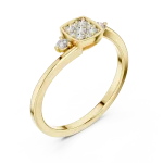 Geometric Cluster Round Diamond Modern Architectural Ring
