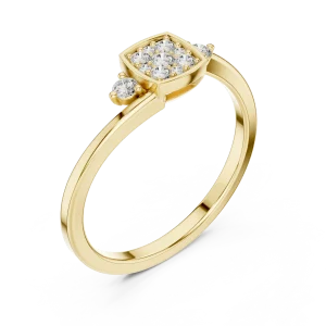 Geometric Cluster Round Diamond Modern Architectural Ring